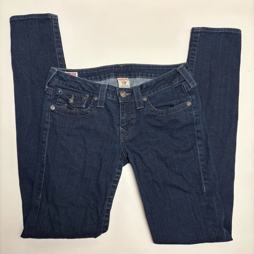 True Religion Straight Leg Jeans, Dark Wash, Size 30, Made in USA - Picture 4 of 13